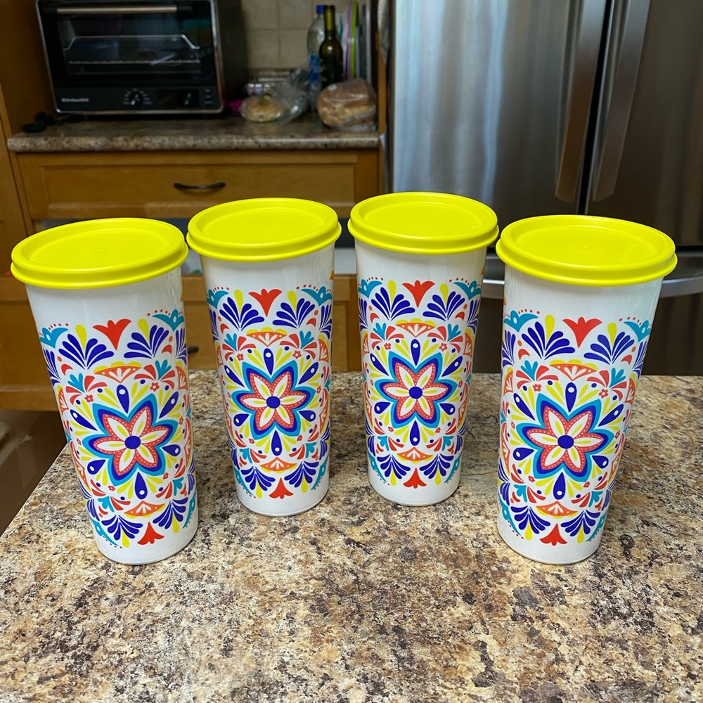 Tupperware 16oz tumblers with lids